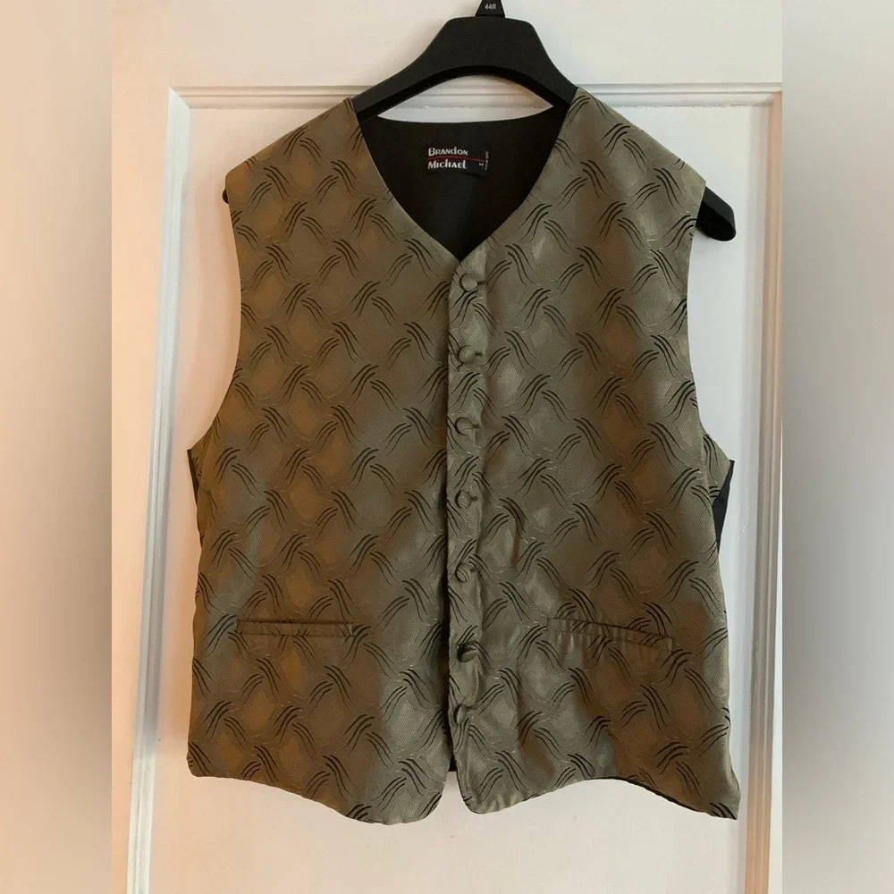 Vintage Michael Brandon Vest Men Med Steampunk Olive/brown USA
